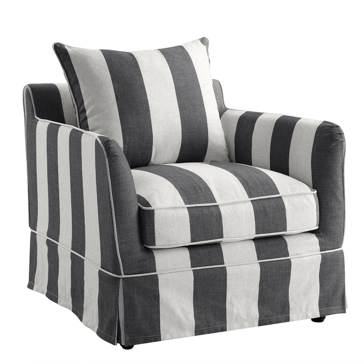 Armchair Slip Cover - Noosa Grey & Cream Stripe - OneWorld Collection