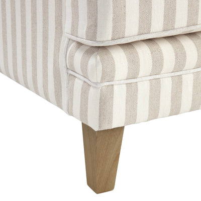 Bondi Hamptons 2 Seat Sofa Natural Stripe W/White Piping Linen Blend