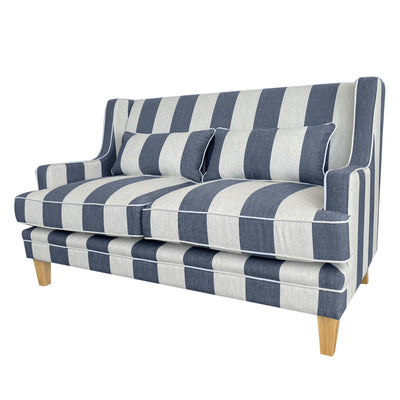 Bondi Hamptons 2 Seat Sofa Denim/Cream Linen Blend