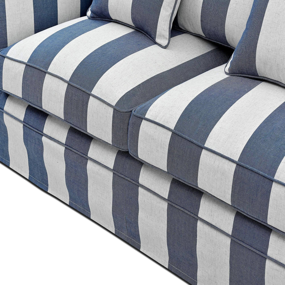 3 Seat Slip Cover - Noosa Denim Cream Stripe - OneWorld Collection