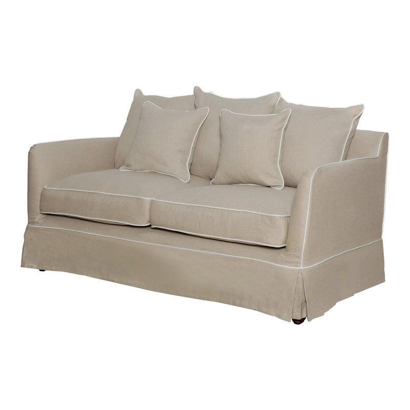 Slip Cover Only - Noosa Hamptons 1.5 Seat Sofa Natural W/White Piping