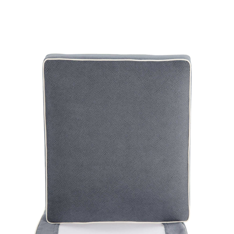 Ottoman Slip Cover - Noosa Grey with White Piping - OneWorld Collection