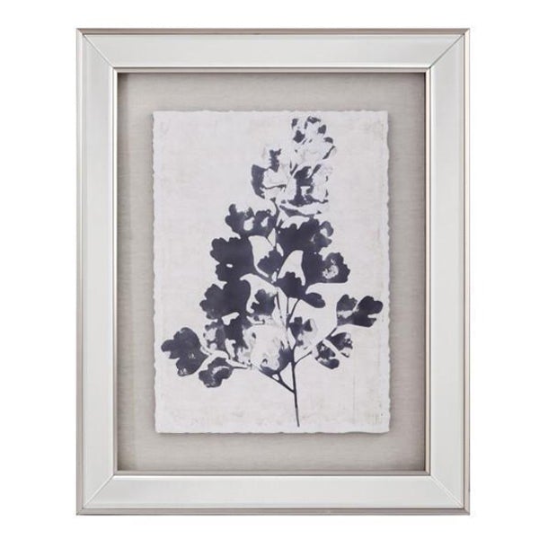 Blue Oak Leaf Print W/Mirrored Frame - OneWorld Collection