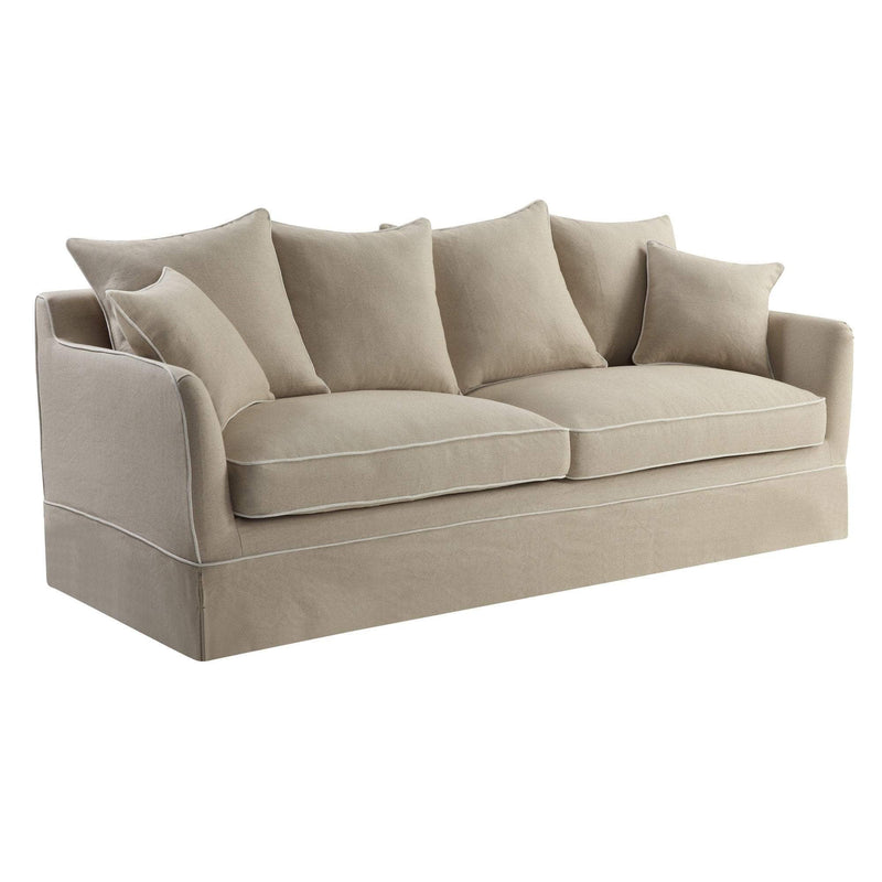 Noosa 3 Seat Queen Sofa Bed Natural With White Piping - OneWorld Collection