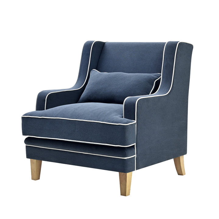 Bondi Hamptons Armchair Navy W/White Piping