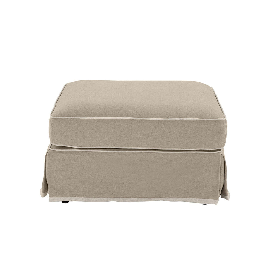 Noosa Ottoman Natural With White Piping - OneWorld Collection