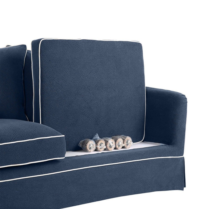 Noosa 3 Seat Queen Sofa Bed Noosa 3 Seat Sofa Navy With Whte Piping - OneWorld Collection