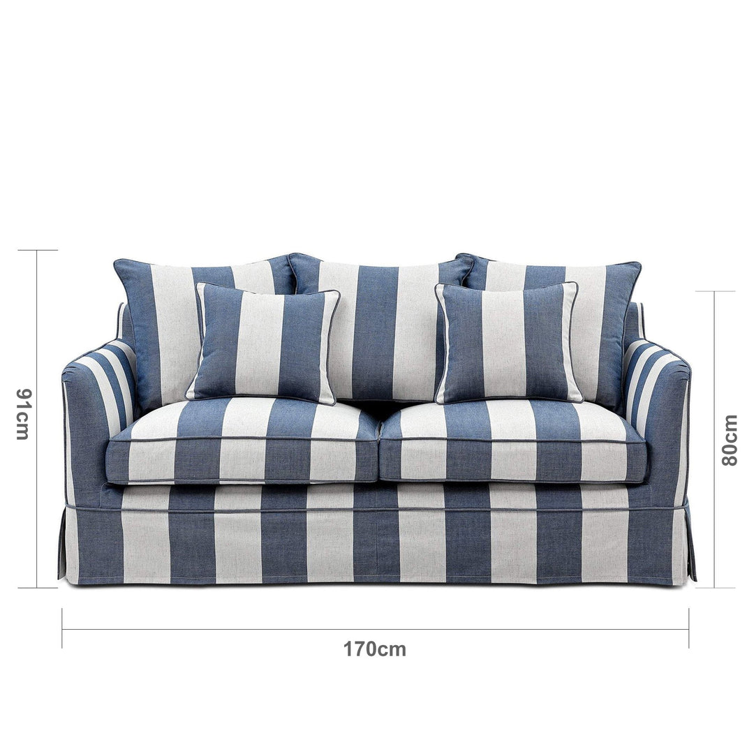 2 Seat Slip Cover - Noosa Denim Cream Stripe - OneWorld Collection