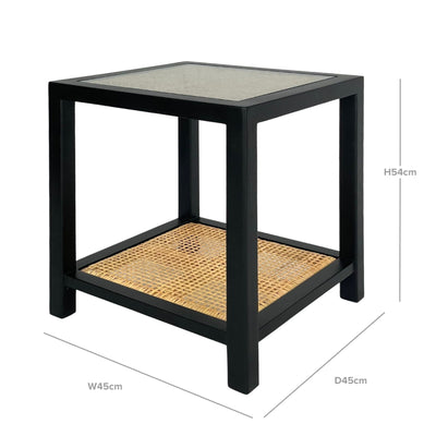 Long Island Rattan Square Side Table Black - OneWorld Collection