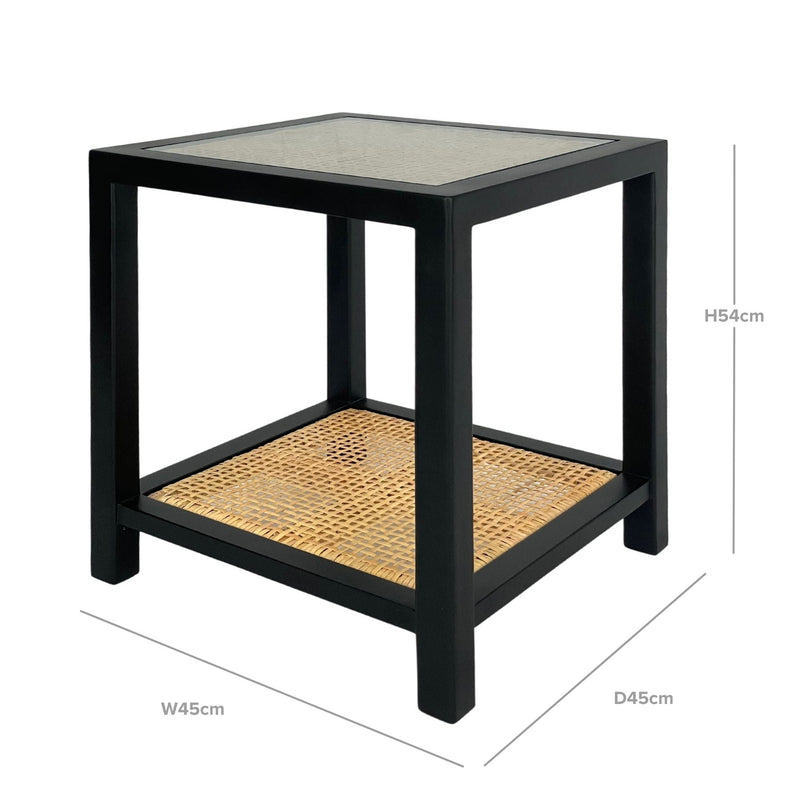 Long Island Rattan Square Side Table Black - OneWorld Collection