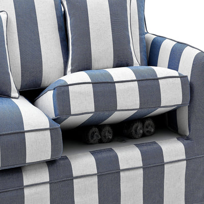 2 Seat Slip Cover - Noosa Denim Cream Stripe - OneWorld Collection