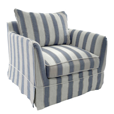 Armchair Slip Cover - Noosa Blue Sky Stripe - OneWorld Collection