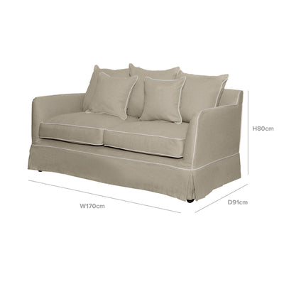 Noosa 2 Seat Sofa Natural With White Piping - OneWorld Collection