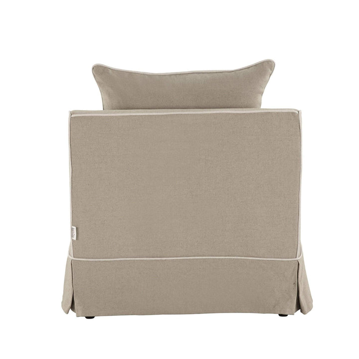 Armchair Slip Cover - Noosa Natural with White Piping - OneWorld Collection