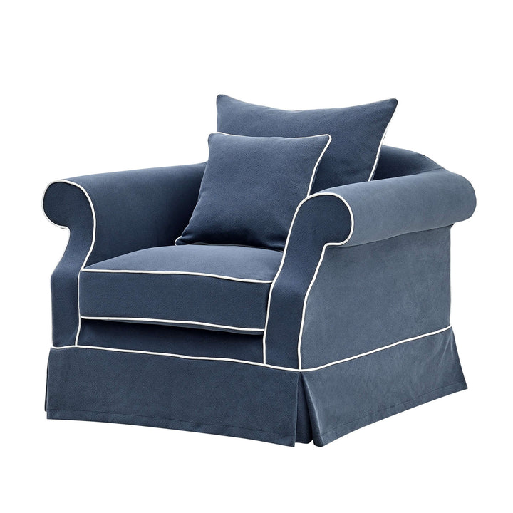 Armchair Slip Cover - Avalon Navy - OneWorld Collection