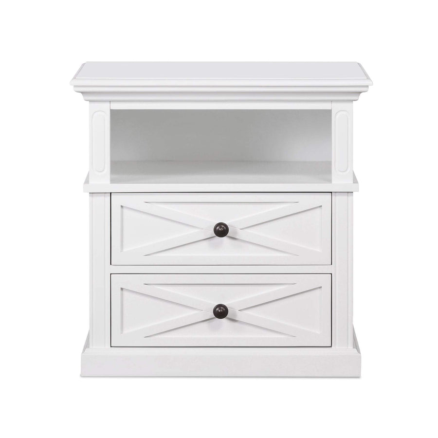 Sorrento White Medium 2 Draw Bedside Table - OneWorld Collection