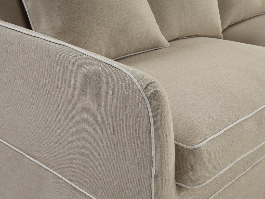 Noosa 3 Seat Sofa Natural With White Piping - OneWorld Collection