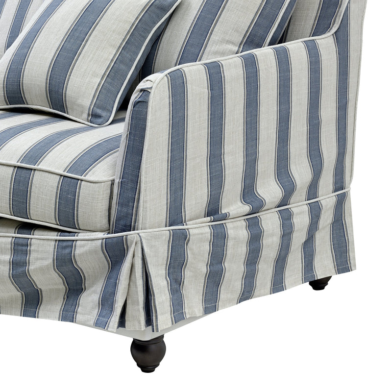 3 Seat Slip Cover - Noosa Blue Sky Stripe - OneWorld Collection