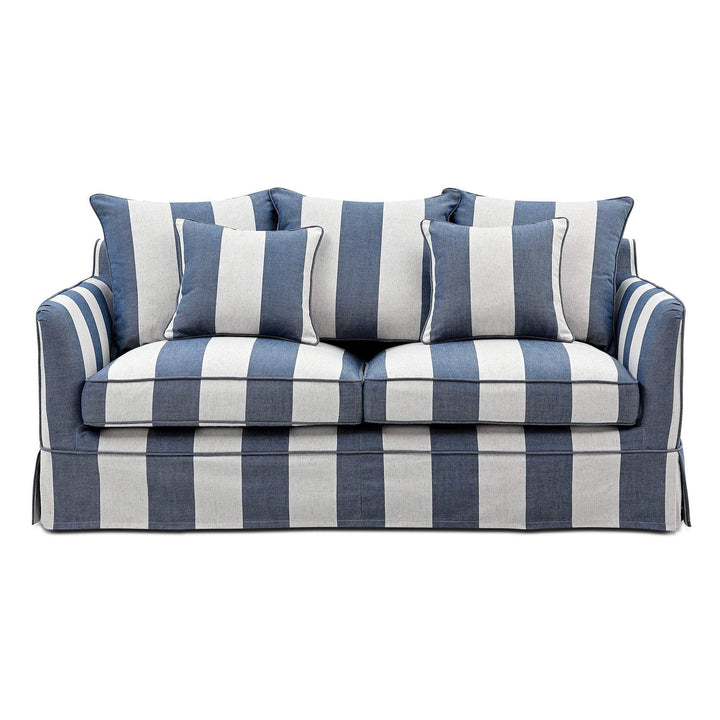 2 Seat Slip Cover - Noosa Denim Cream Stripe - OneWorld Collection