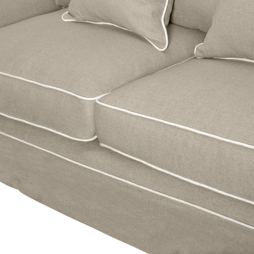 Noosa 2 Seat Sofa Natural With White Piping - OneWorld Collection