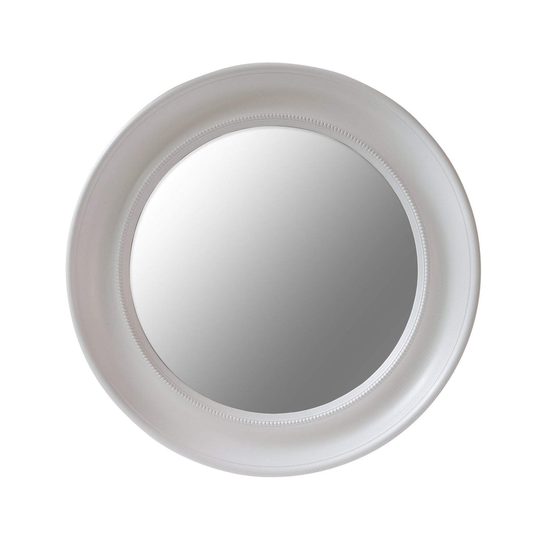 Samantha White Round Beaded Mirror - OneWorld Collection