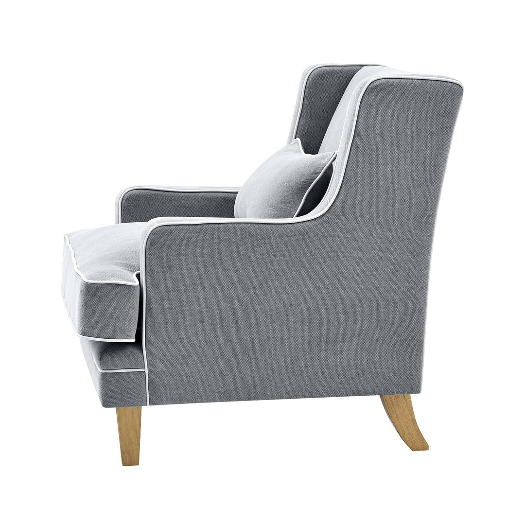 Bondi Hamptons Armchair Grey W/White Piping