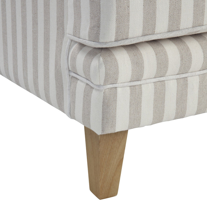 Bondi Hamptons 3 Seat Sofa Natural Stripe W/White Piping Linen Blend