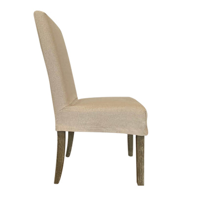 Natural Beige Linen Chair Cover Short - OneWorld Collection