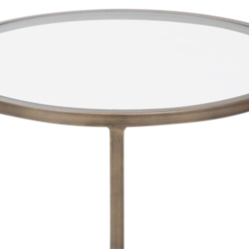 Palladium Glass and Brass Side Table - OneWorld Collection