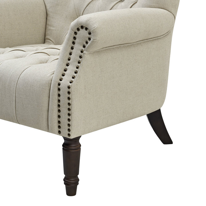 Maurice Armchair Natural Linen Dark Legs - OneWorld Collection