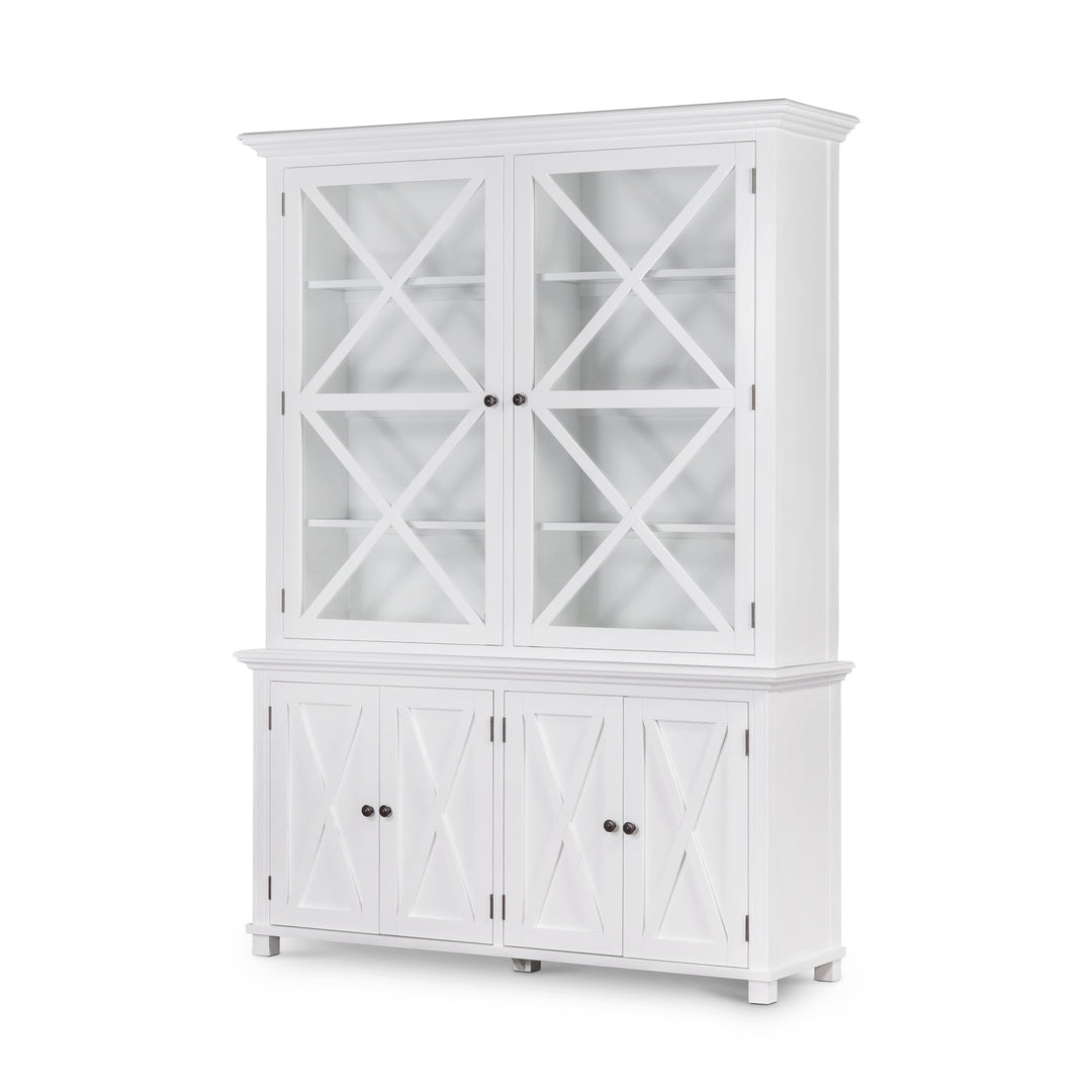 Sorrento White Tall Glass Door Cabinet - OneWorld Collection