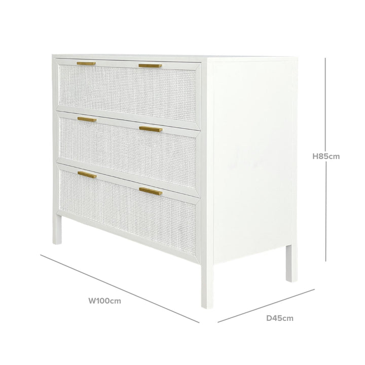 Santorini Dresser 3 Drawer White - OneWorld Collection