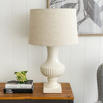 Cream Crackle Table Lamp W/ Shade - OneWorld Collection
