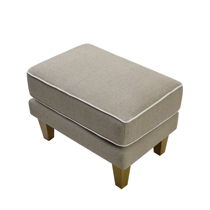 Bondi Ottoman Natural with White Piping - OneWorld Collection