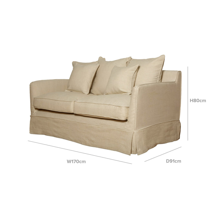 Slip Cover Only - Noosa Hamptons 2 Seat Sofa Beige