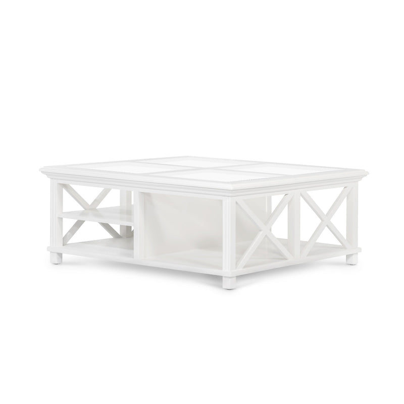 Sorrento Large Glass Coffee Table White - OneWorld Collection