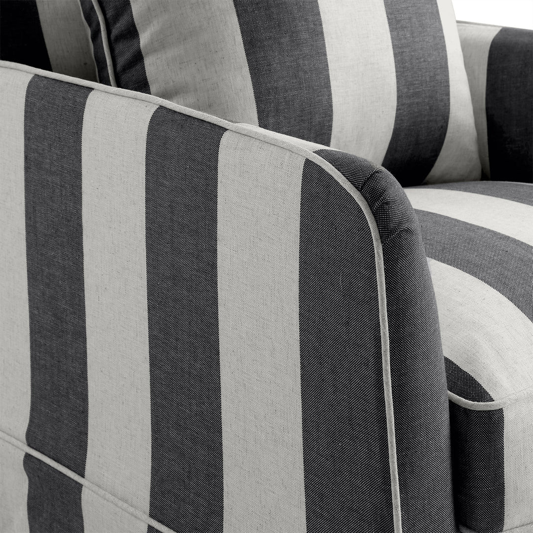 Armchair Slip Cover - Noosa Grey & Cream Stripe - OneWorld Collection