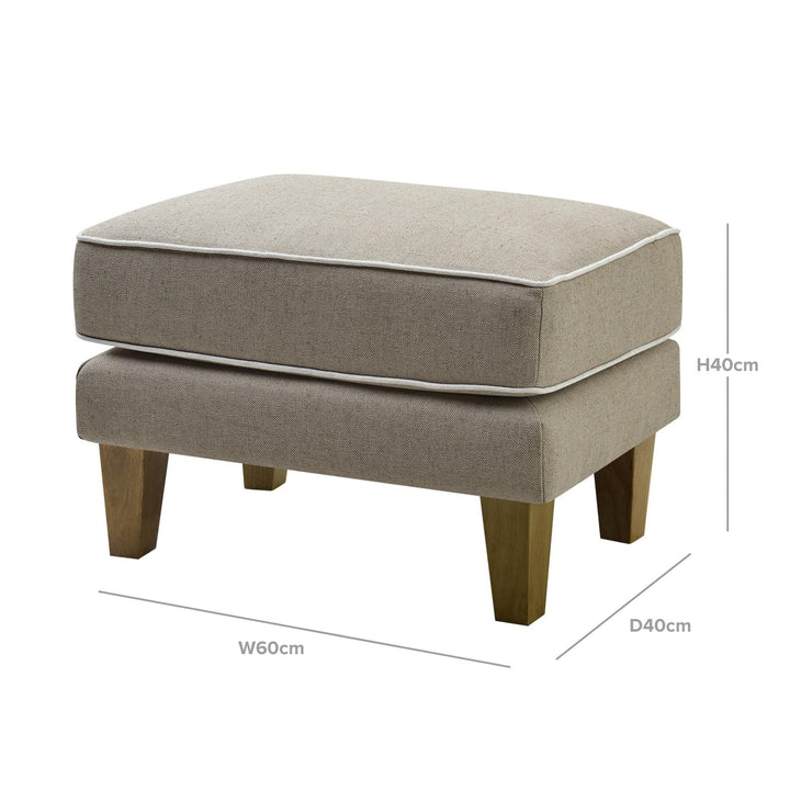 Bondi Ottoman Natural with White Piping - OneWorld Collection