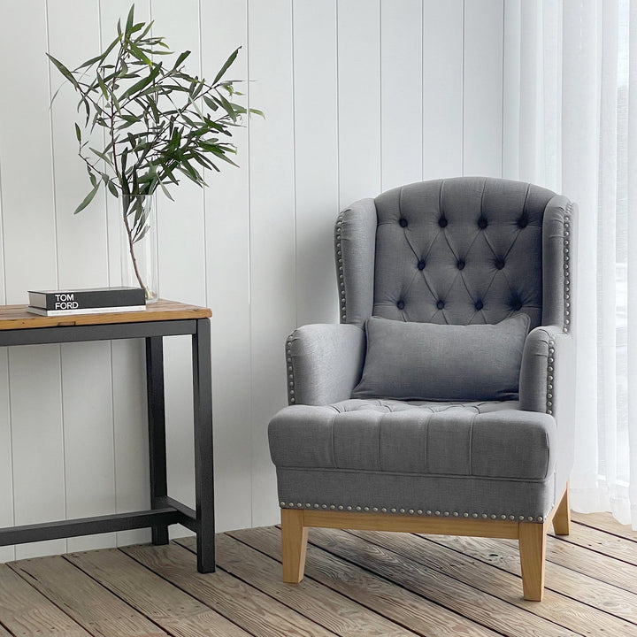 George Buttoned Armchair Grey - OneWorld Collection