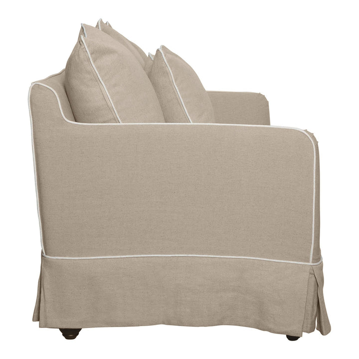 Slip Cover Only - Noosa Hamptons 1.5 Seat Sofa Natural W/White Piping