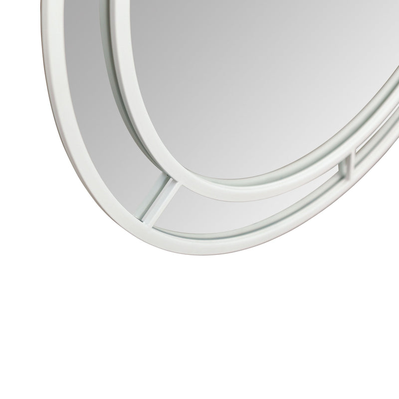 Maya White Round Iron Mirror - OneWorld Collection