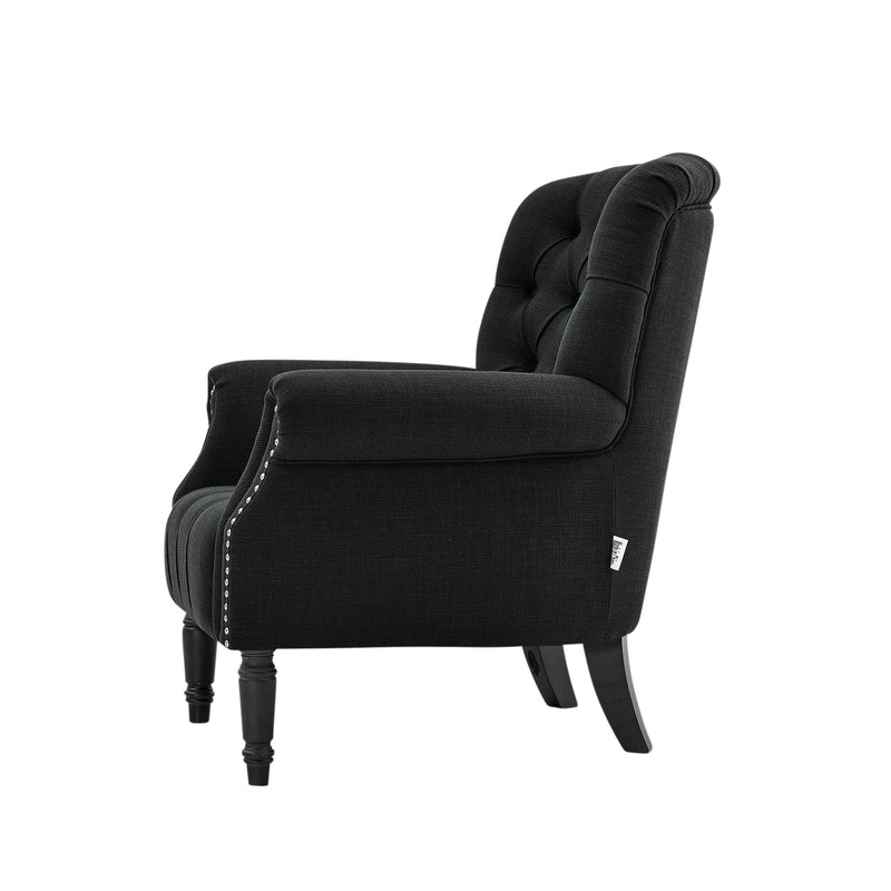 Maurice Buttoned Armchair Charcoal - OneWorld Collection