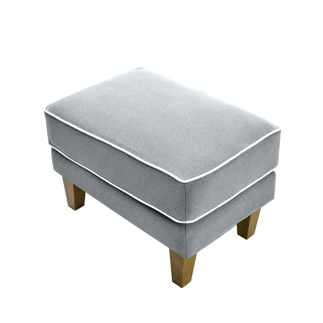 Bondi Hamptons Ottoman Grey W/White Piping