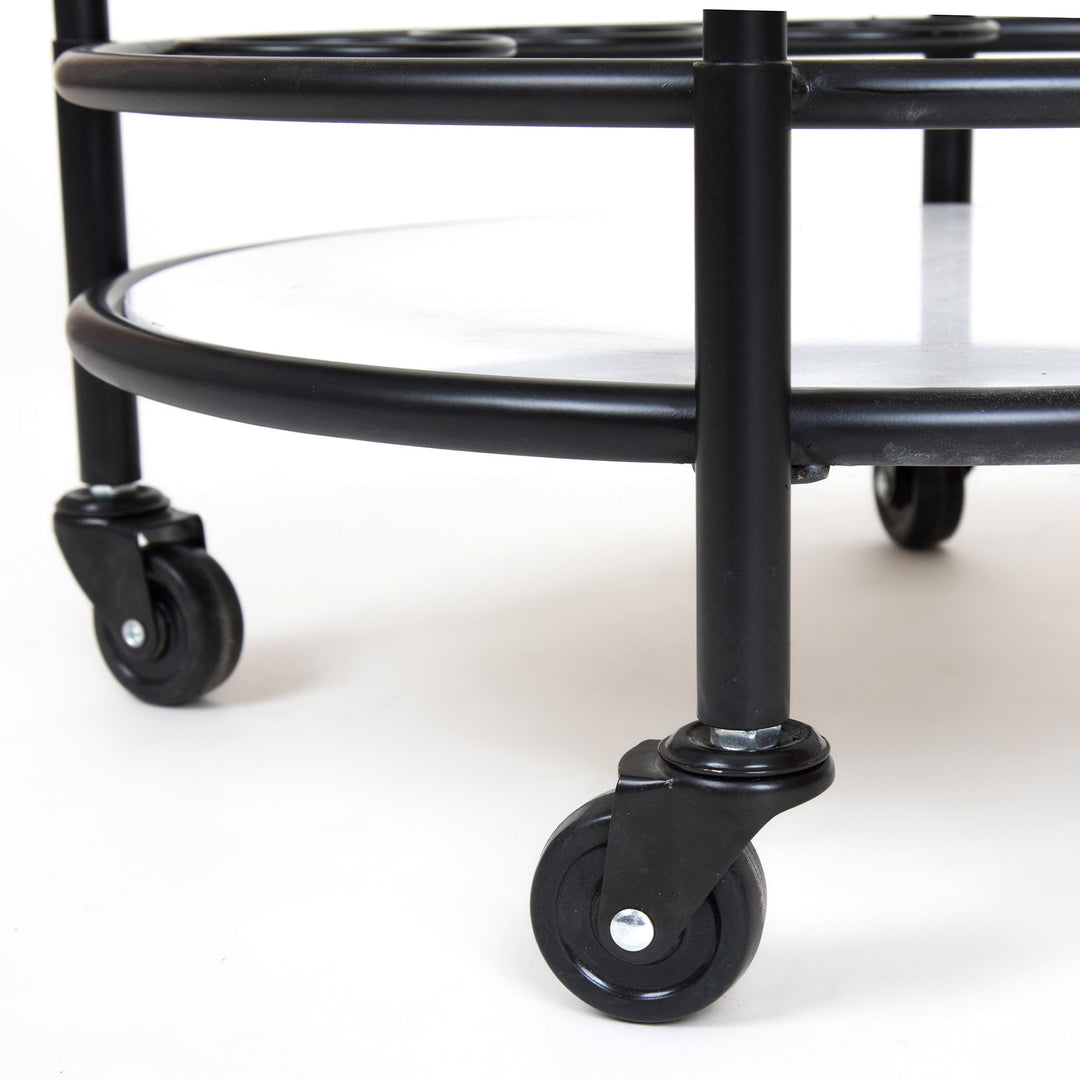 Round Marble Shelves Bar Trolley Black - OneWorld Collection