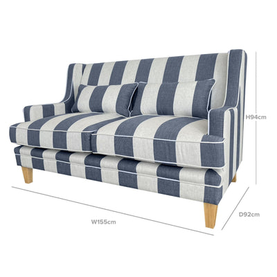 Bondi Denim And Cream 2 Seat Sofa - OneWorld Collection