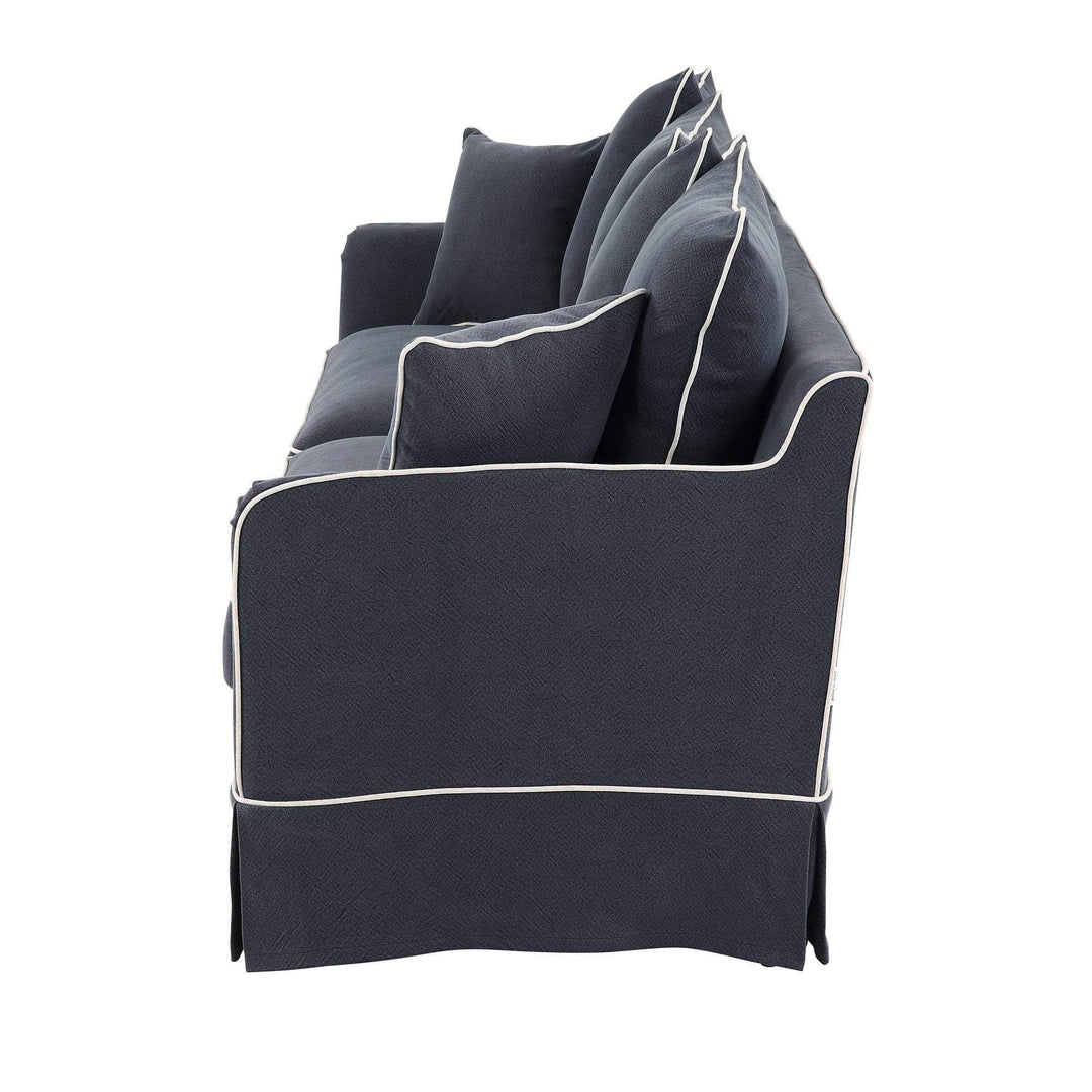 3 Seat Slip Cover - Noosa Navy with White Piping - OneWorld Collection