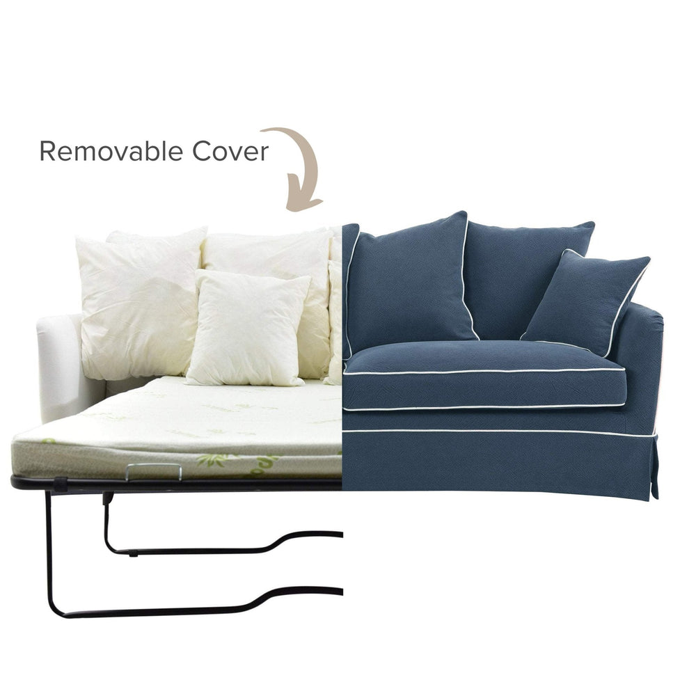 Noosa 3 Seat Queen Sofa Bed Noosa 3 Seat Sofa Navy With Whte Piping - OneWorld Collection