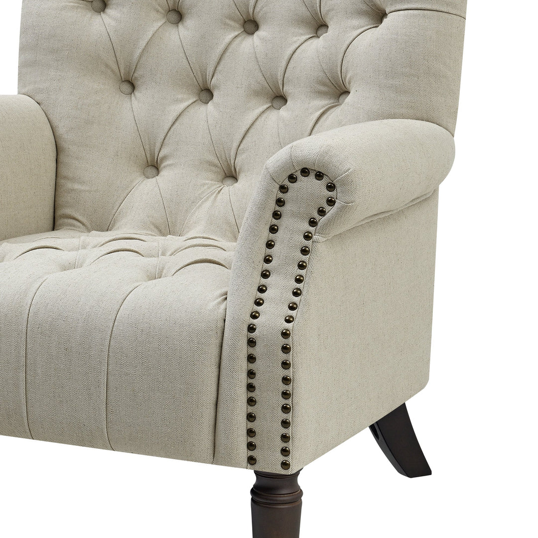 Maurice Armchair Natural Linen Dark Legs - OneWorld Collection