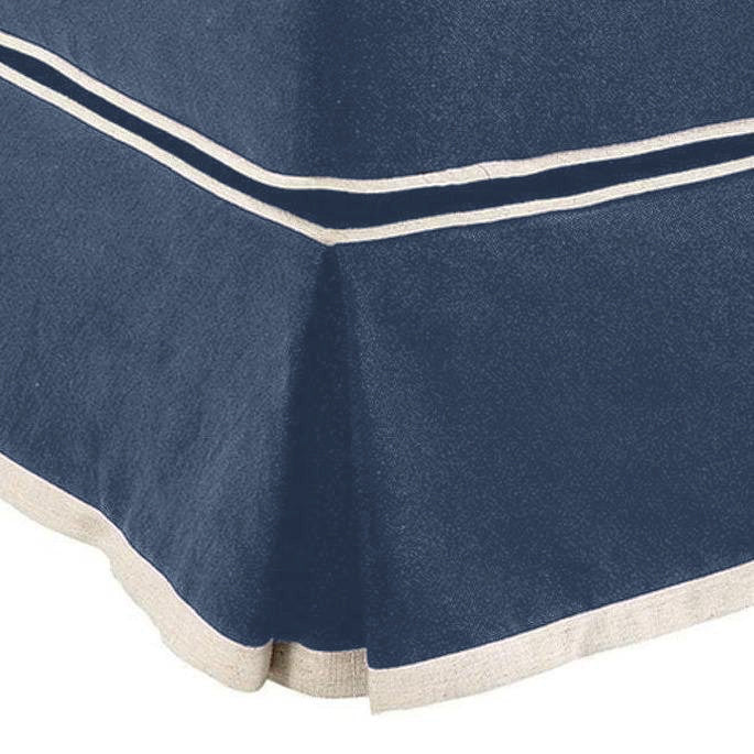 Ottoman Slip Cover - Navy with White Piping - OneWorld Collection