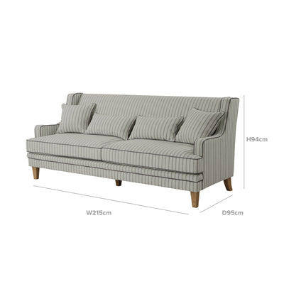 Bondi 3 Seat Sofa Blue/White Pin Stripe - OneWorld Collection